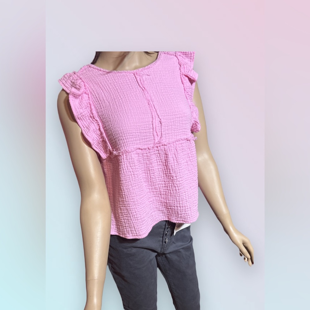 Pink Ruffle Tank Top Essential - Picture 2 of 3